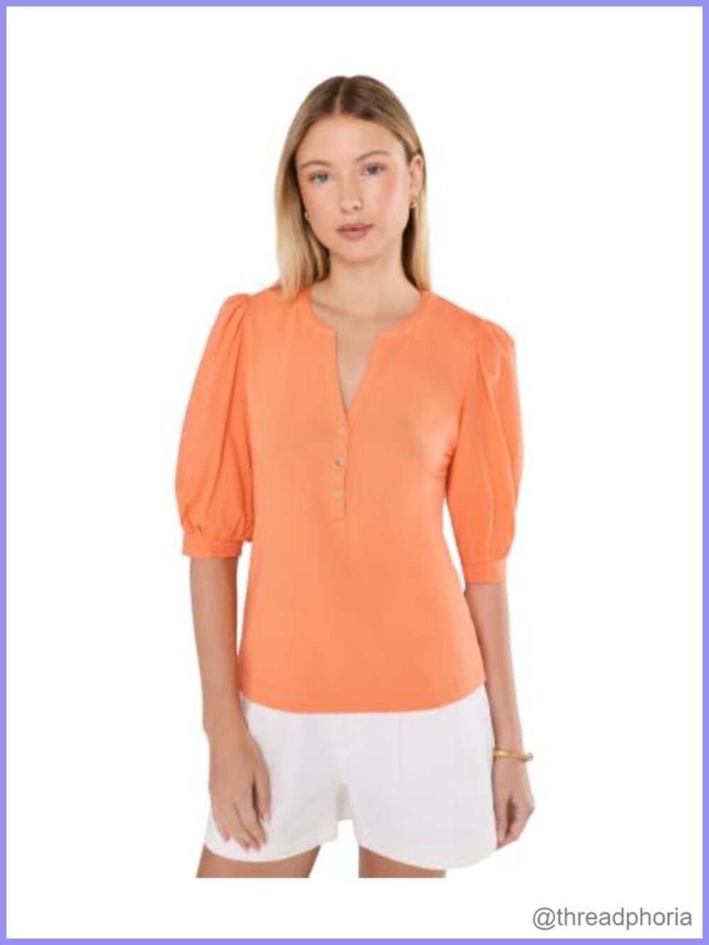Lilly Pulitzer Ronson Knit Top Puff Sleeve Smocked Cuffs Crew Neck